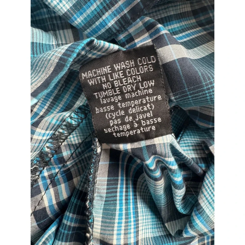 Kuhl Eluxur Mens Medium‎ Blue Plaid Short Sleeve Snap Front Performance Shirt M
